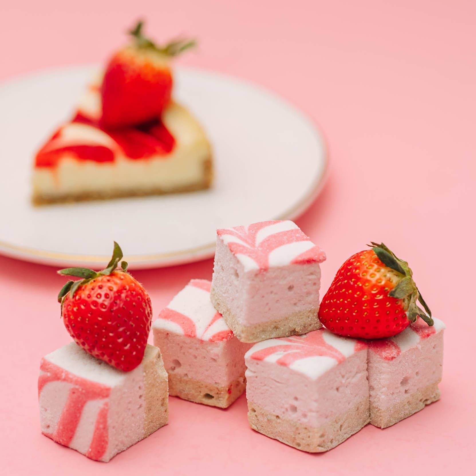 Guimauves cheesecake à la fraise / Sans gluten / Confiserie