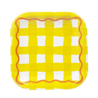 Assiettes carrées en vichy coloré - Pack de 12 | Fournitures de fête |