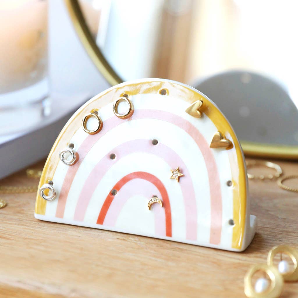 Porte-boucles d'oreilles en céramique arc-en-ciel
