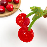 Pince à cheveux double cerises rouges brillantes
