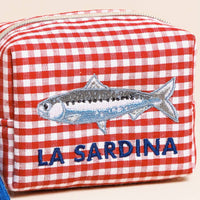 Pochette Broderie Poisson Vichy Rouge et Blanc