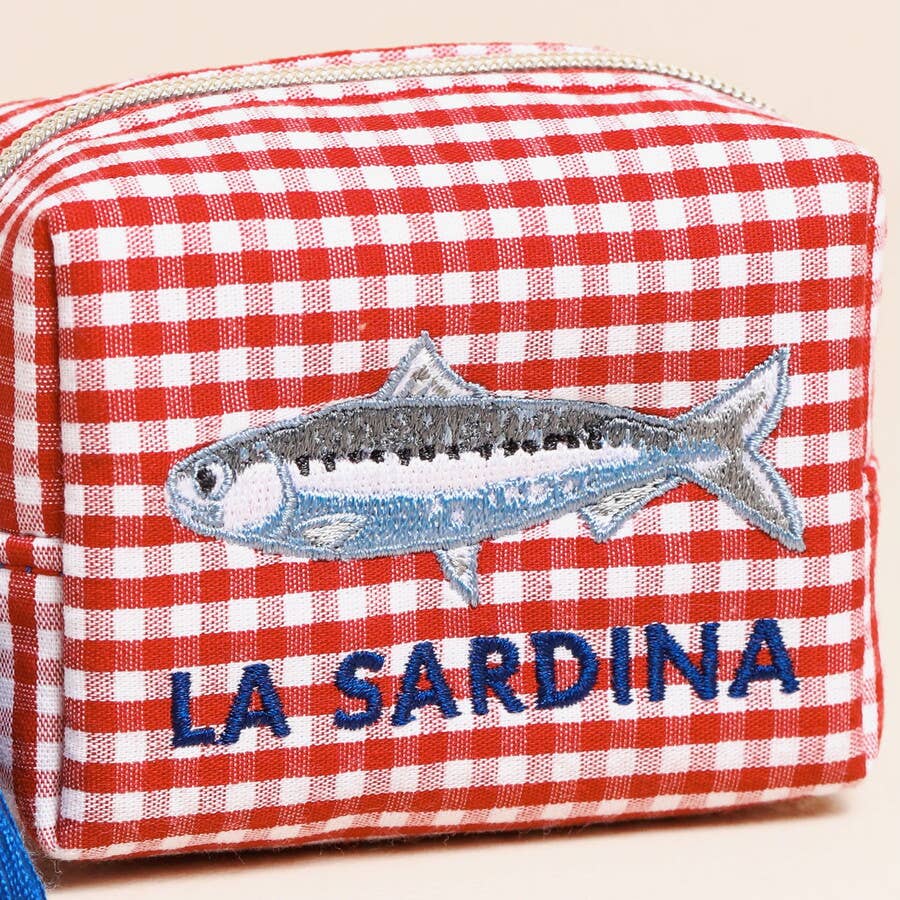Pochette Broderie Poisson Vichy Rouge et Blanc