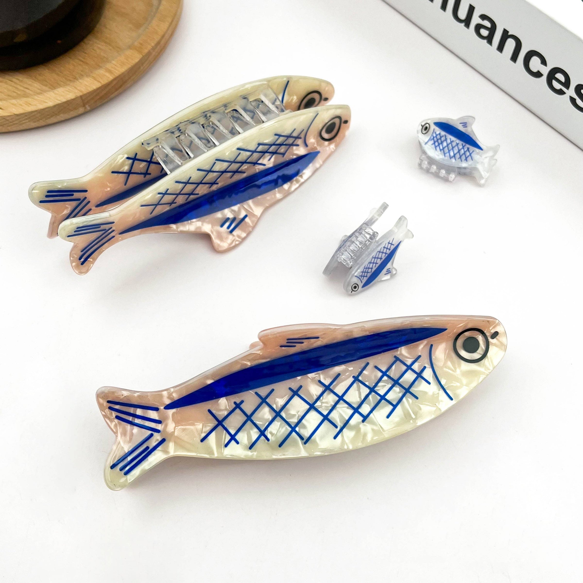 Pince à cheveux en forme de sardine, pince à cheveux style océan: Sardine