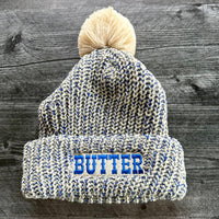 Bonnet tricoté en maille pom pom en beurre toque d'hiver Chef gourmet