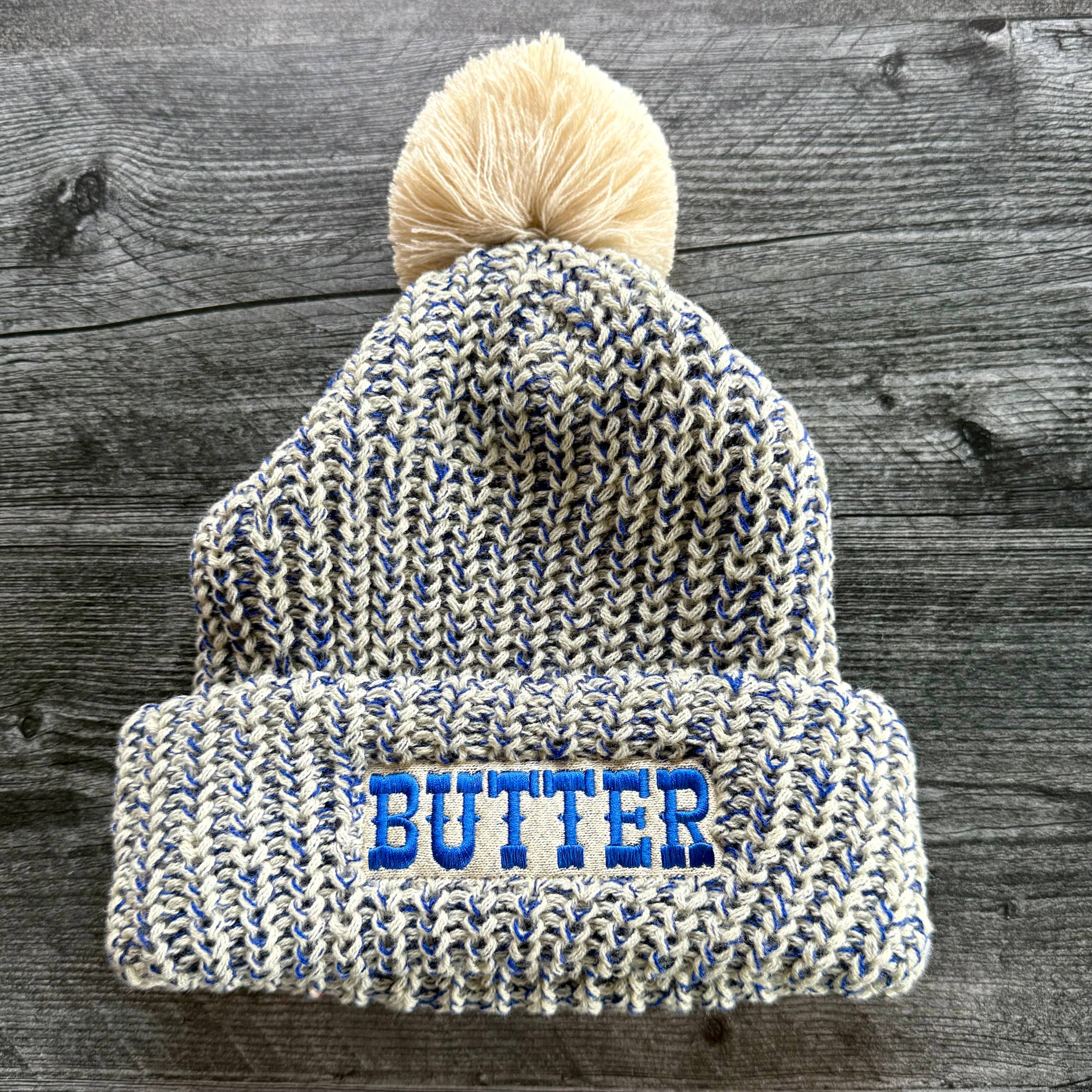 Bonnet tricoté en maille pom pom en beurre toque d'hiver Chef gourmet