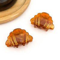 Mini pince à cheveux croissant, pince à cheveux sur le thème de la nourriture en acétate: Mini-agrafe