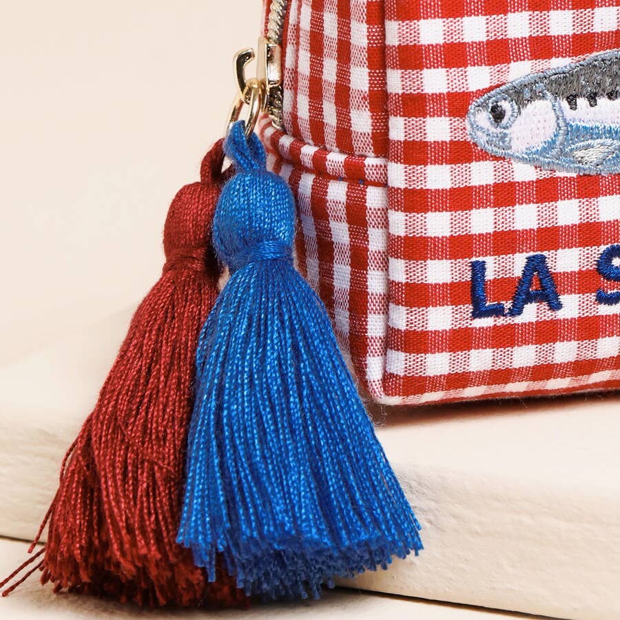 Pochette Broderie Poisson Vichy Rouge et Blanc