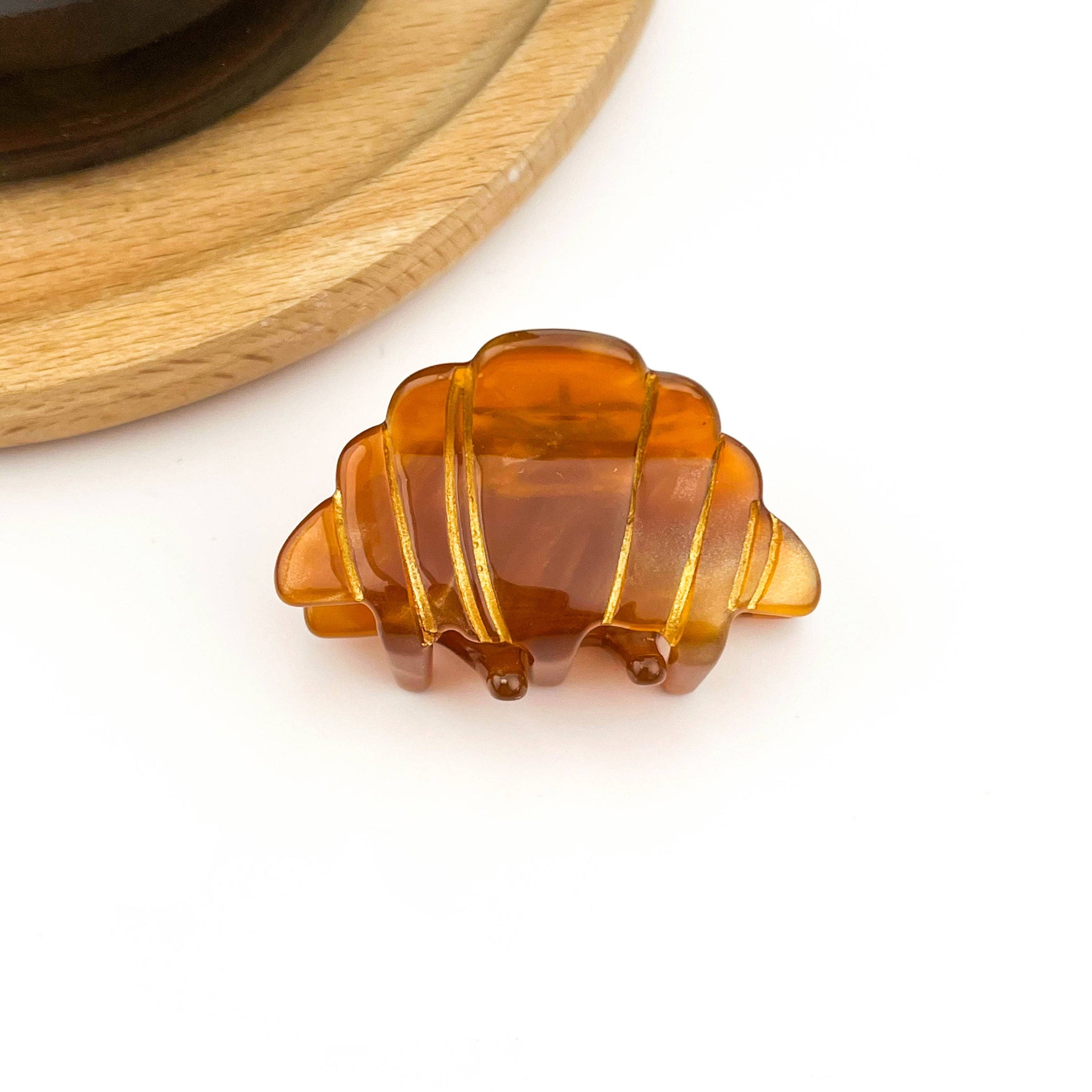 Mini pince à cheveux croissant, pince à cheveux sur le thème de la nourriture en acétate: Mini-agrafe