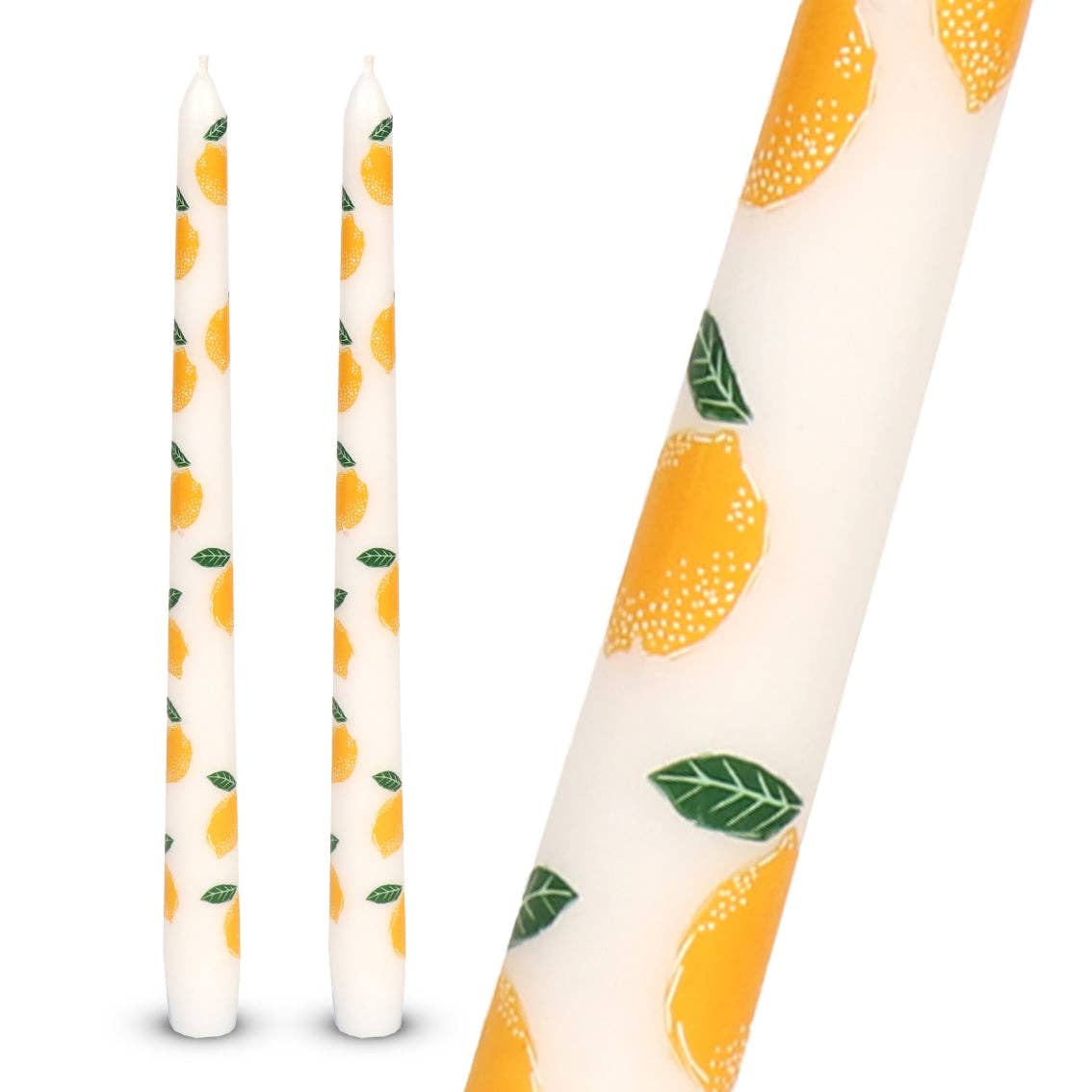Bougies effilées citron pour dîner - Lot de 2 | Cadeaux d'été |