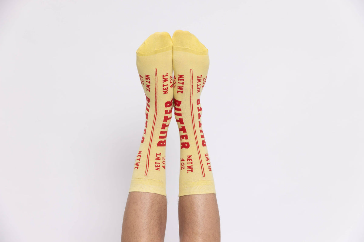 Chaussettes montantes Beurre | Cadeau pour épicuriens et chefs | Taille L