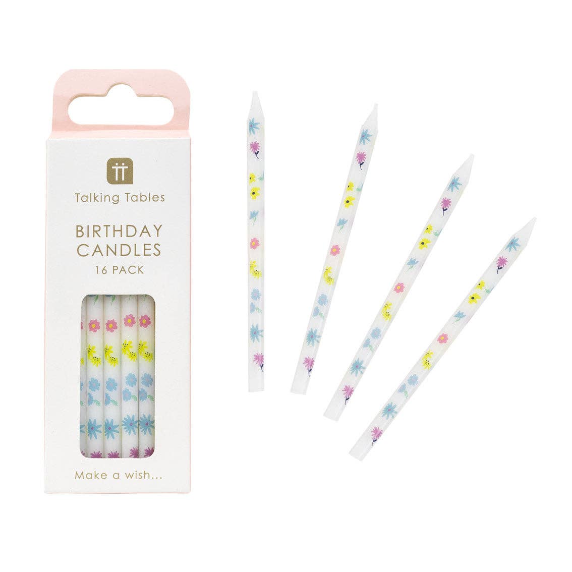 Bougies d'anniversaire florales pastel - Lot de 16 | Bougies pour gâteau |