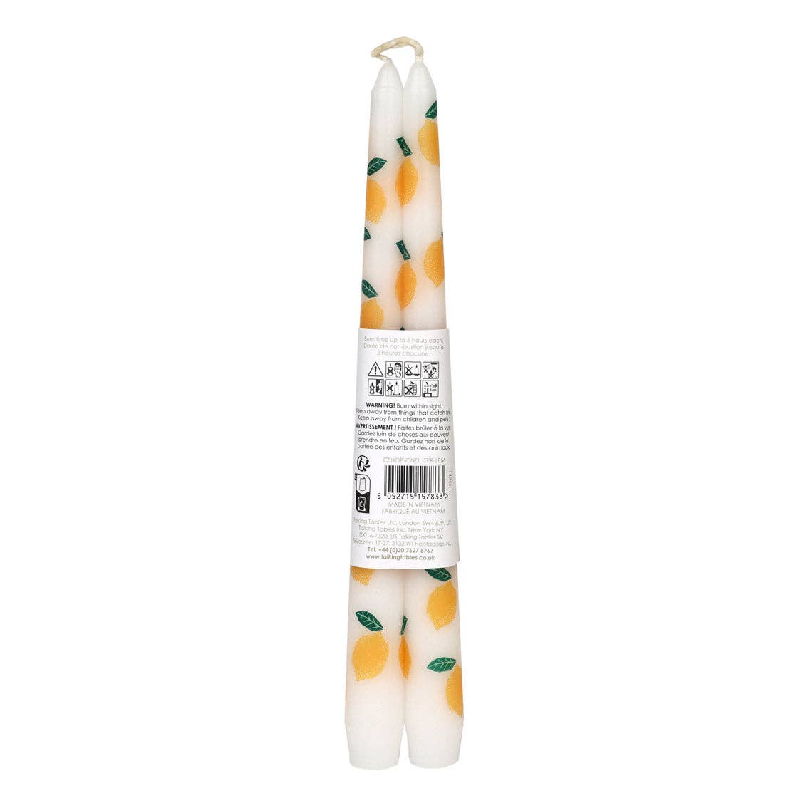 Bougies effilées citron pour dîner - Lot de 2 | Cadeaux d'été |