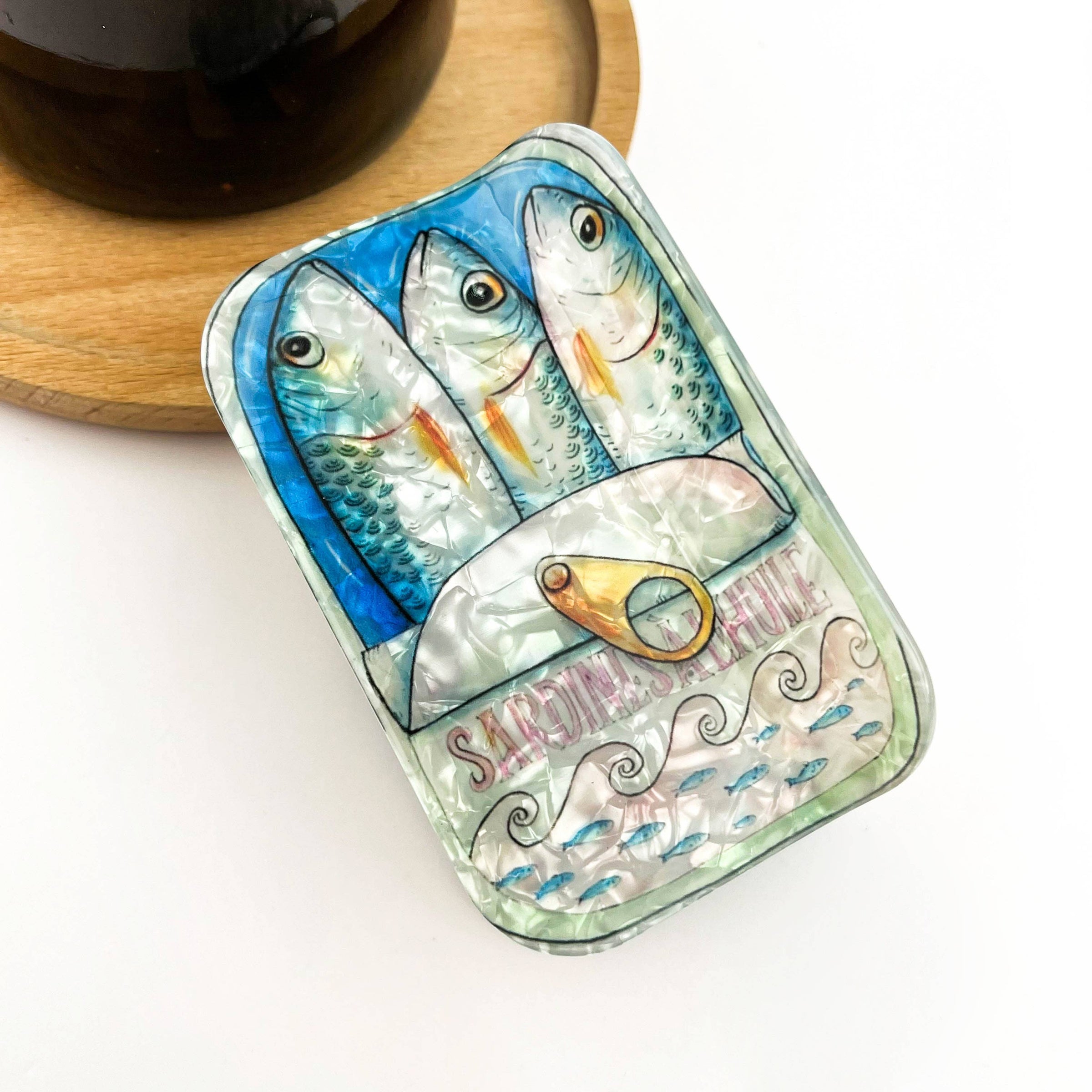 Pince à cheveux en forme de boîte de sardines avec motif de chat: B