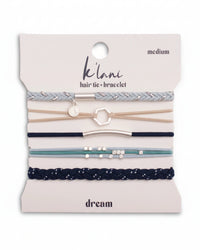 Bracelets élastiques à cheveux aux nuances de bleu « rêveur » rehaussées de touches argentées (medium)