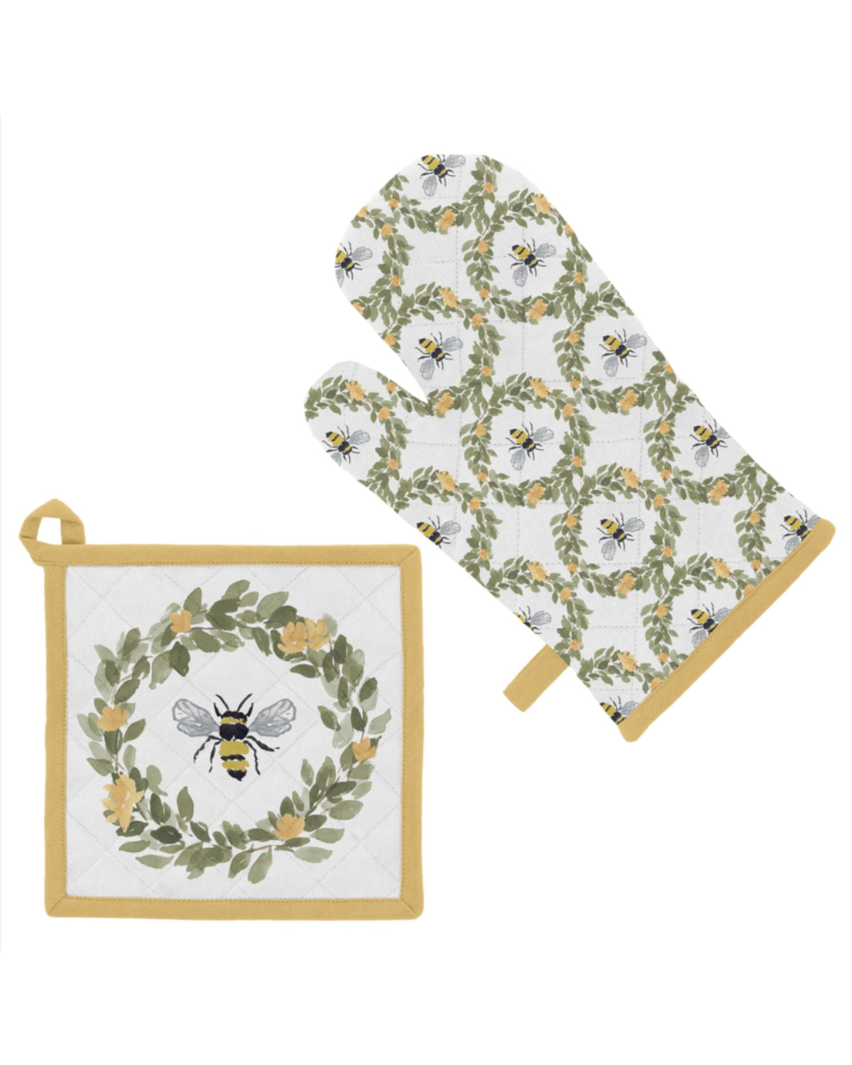 Ensemble de gants de cuisine et de maniques - Abeilles