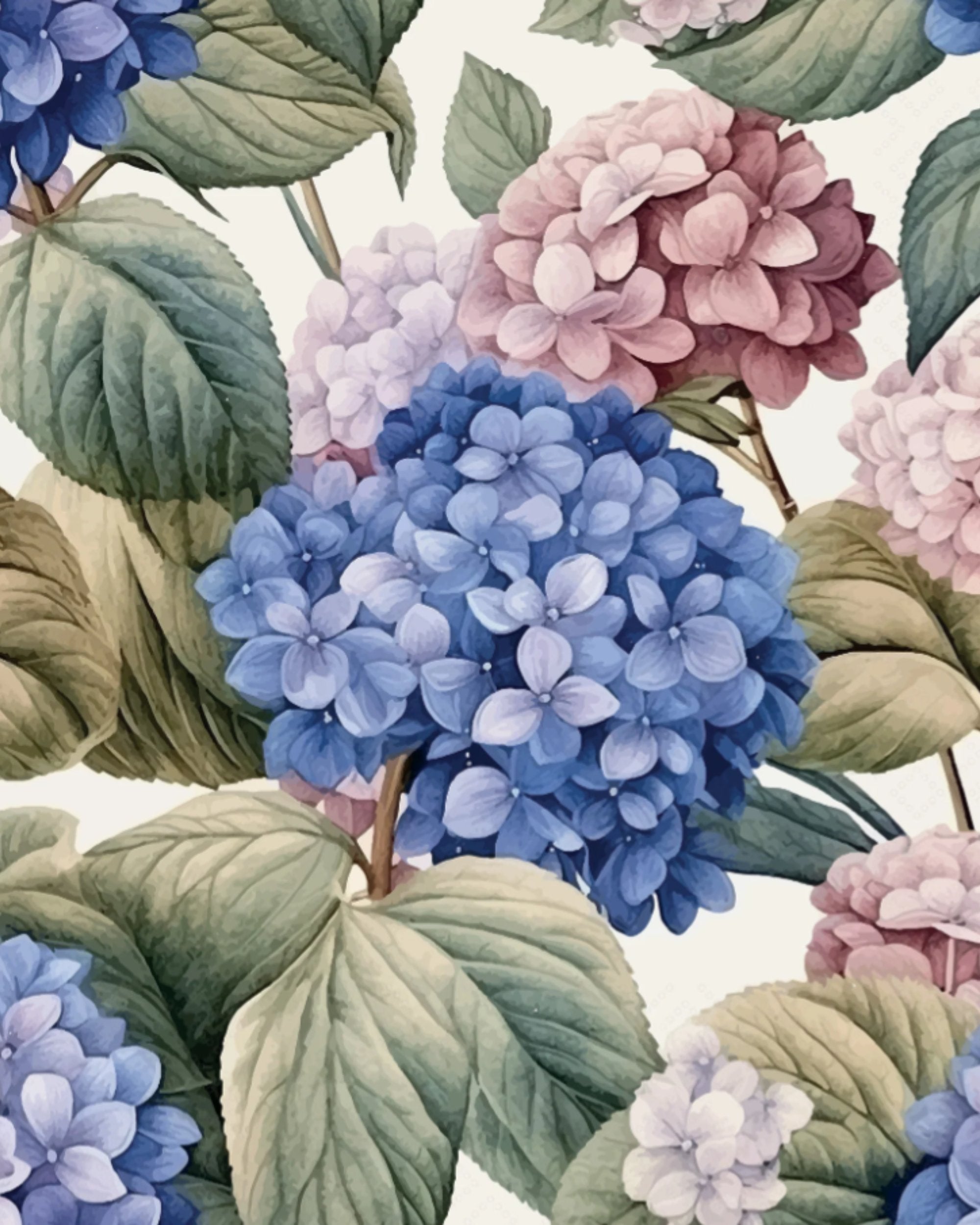 Serviettes de table 3 plis - Hydrangea allover