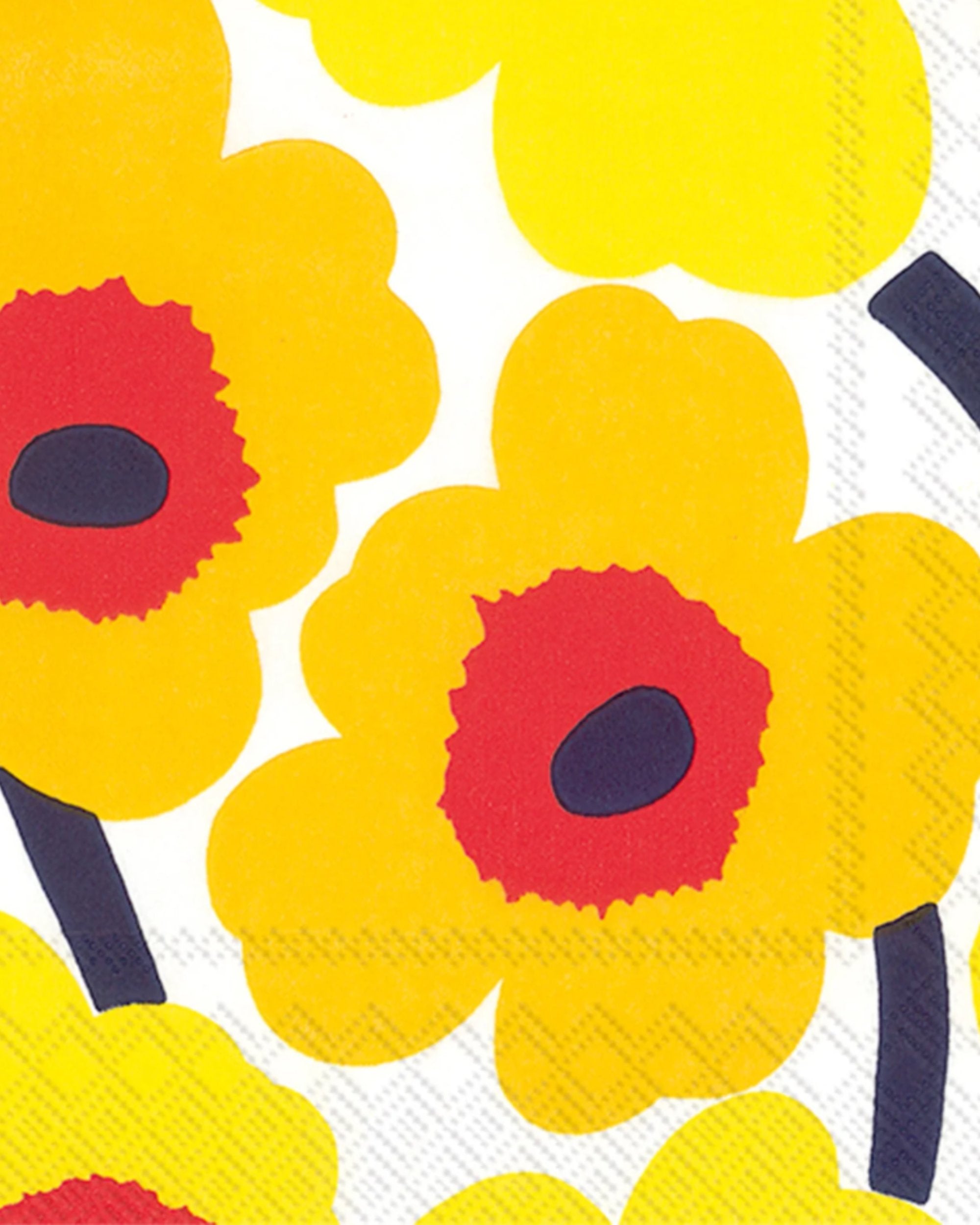 Serviettes de cocktail 3 plis - Unikko dark yellow