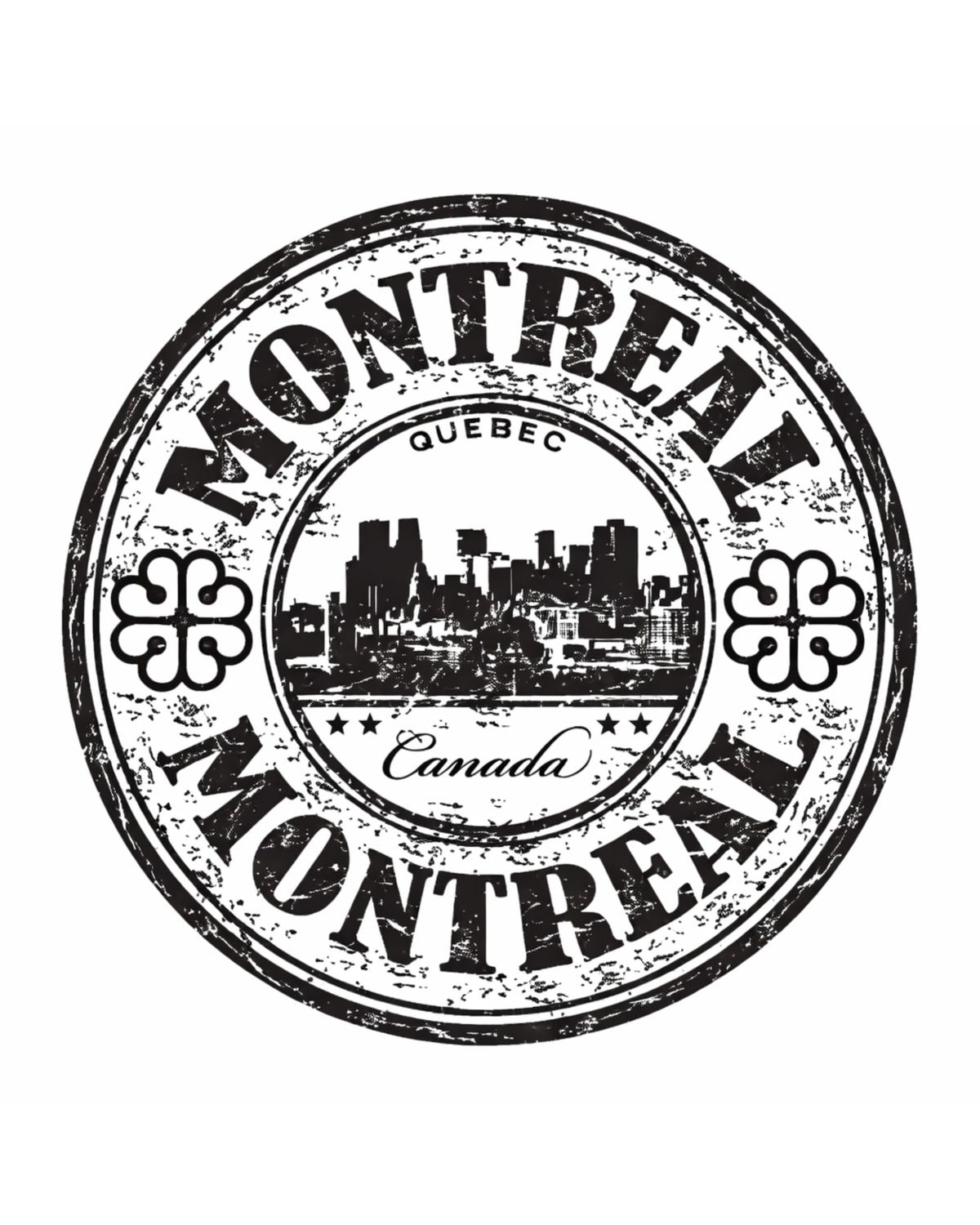 Autocollant LG - ''Tampon rond Montréal'' (noir et blanc)