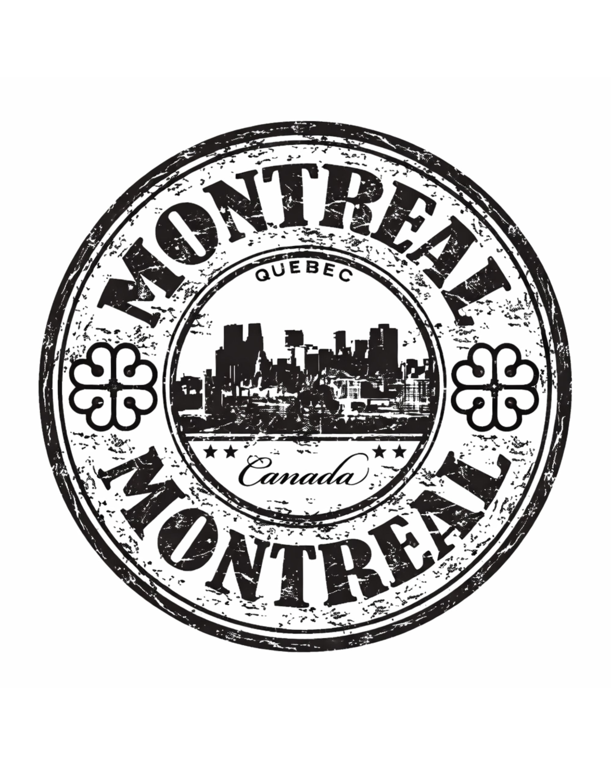 Autocollant LG - ''Tampon rond Montréal'' (noir et blanc)