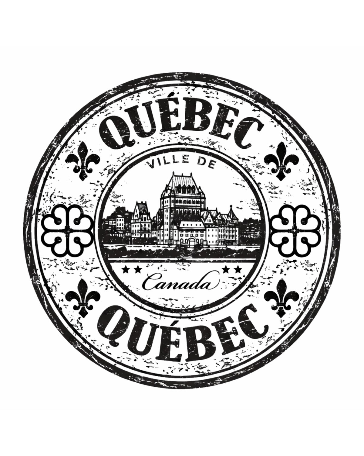 Autocollant LG - ''Tampon Rond Québec'' (noir et blanc)