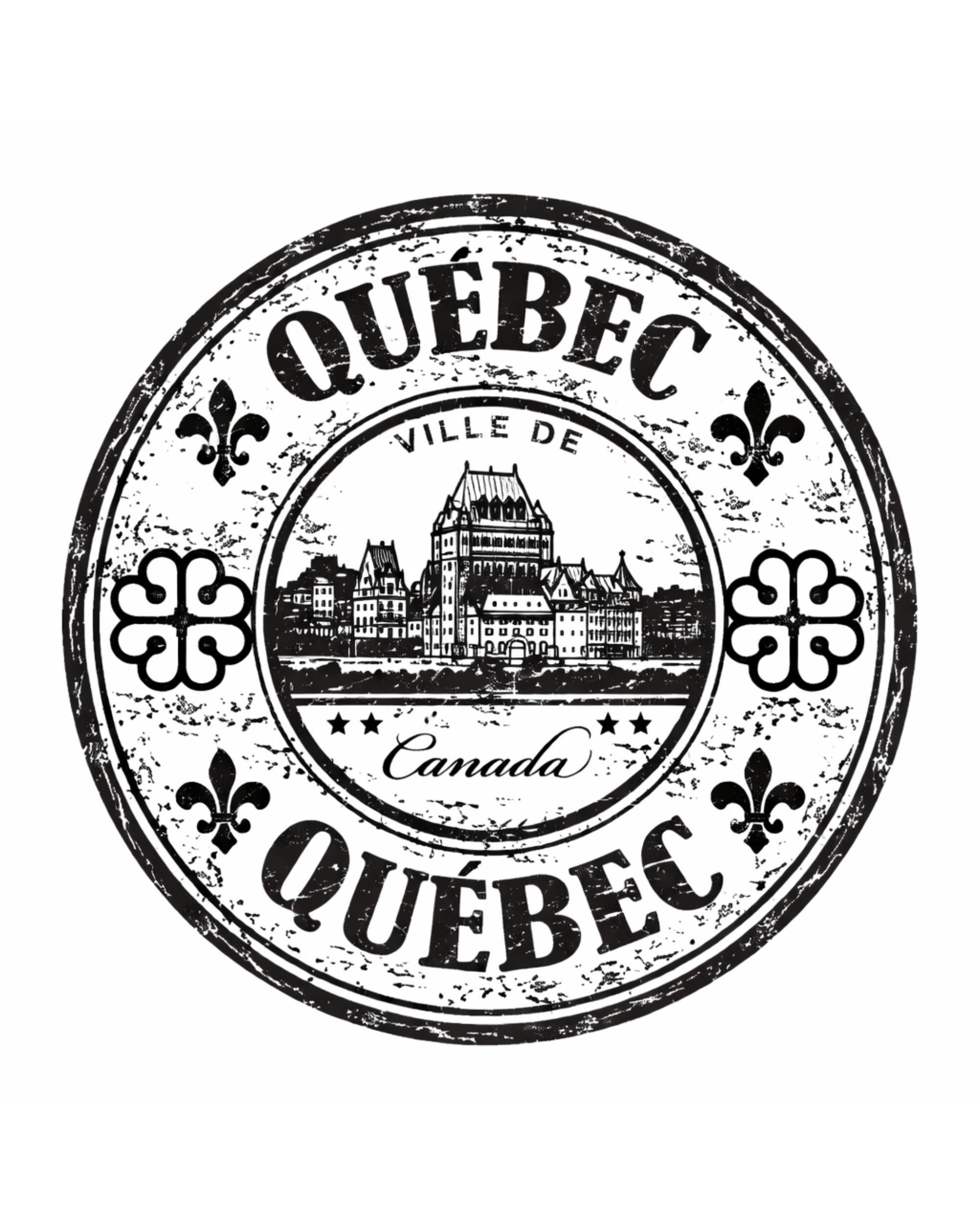 Autocollant LG - ''Tampon Rond Québec'' (noir et blanc)