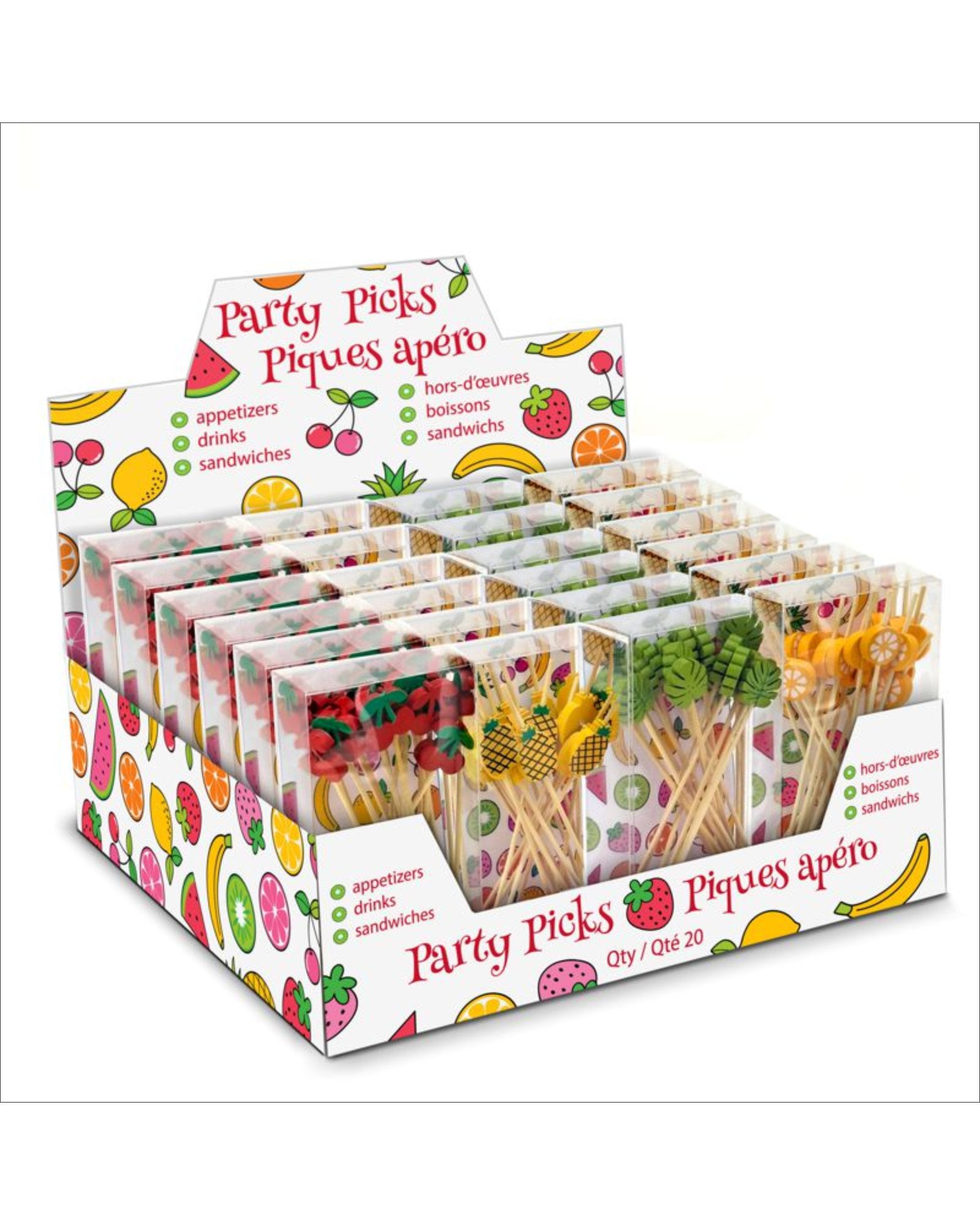 Petite boîte de 20 piques pour apéros et cocktails - Fruits variés