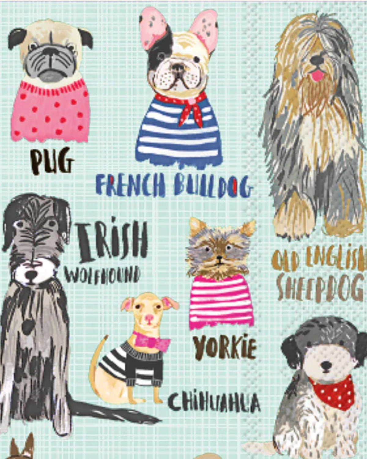 Serviettes de cocktail 3 plis - Chiens