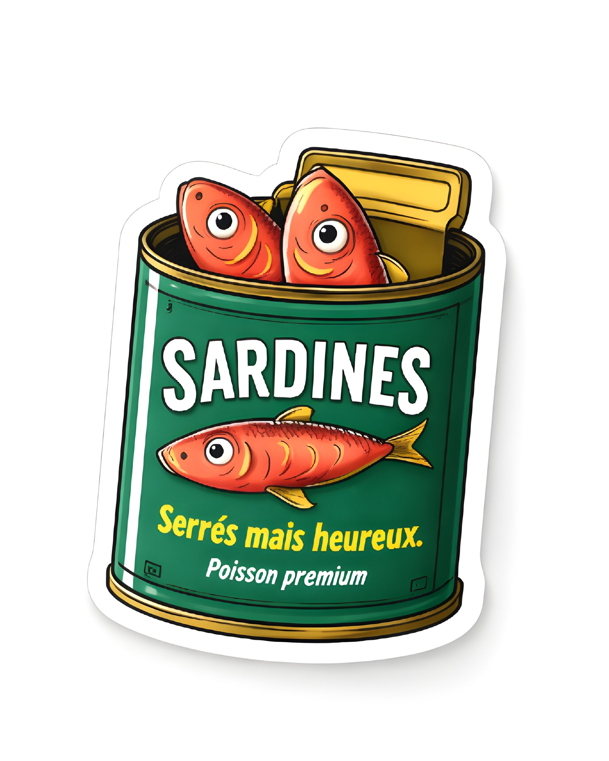 Autocollant LG - ''Serrés mais heureux'' (sardines)