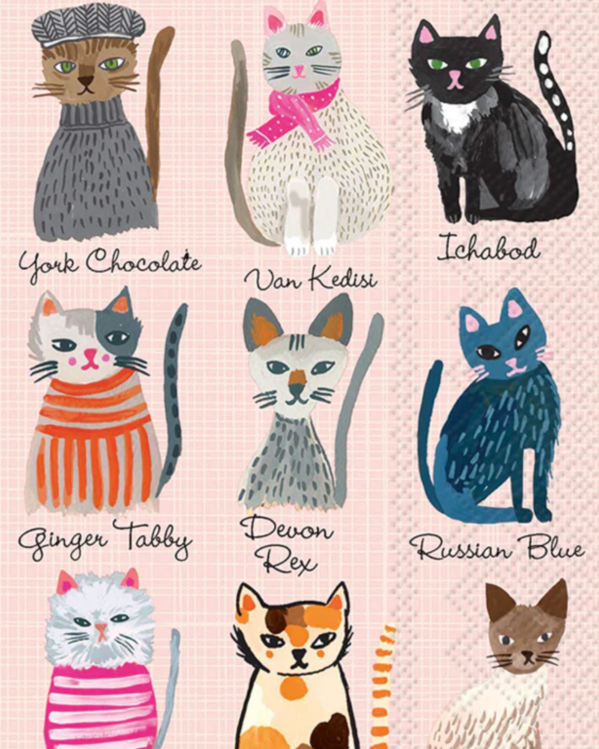 Serviettes de cocktail 3 plis - chat cool