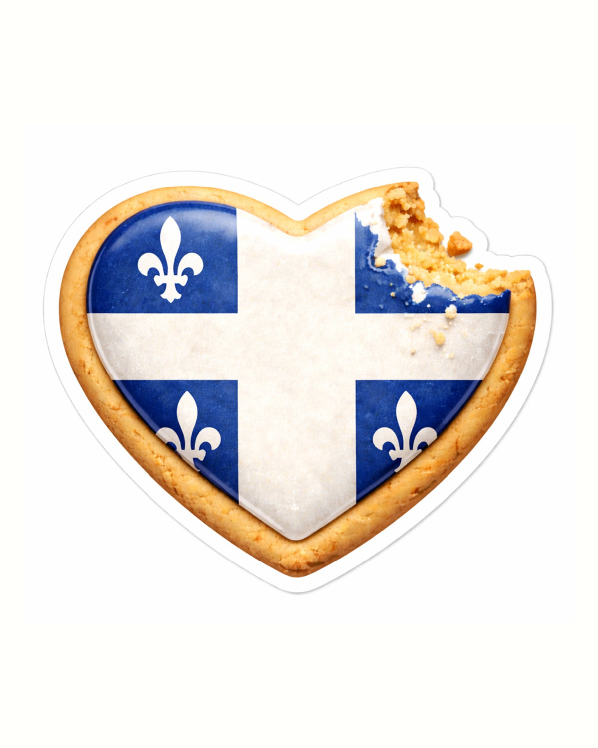 Autocollant LG - ''Biscuit en coeur'' ( drapeau Québec)
