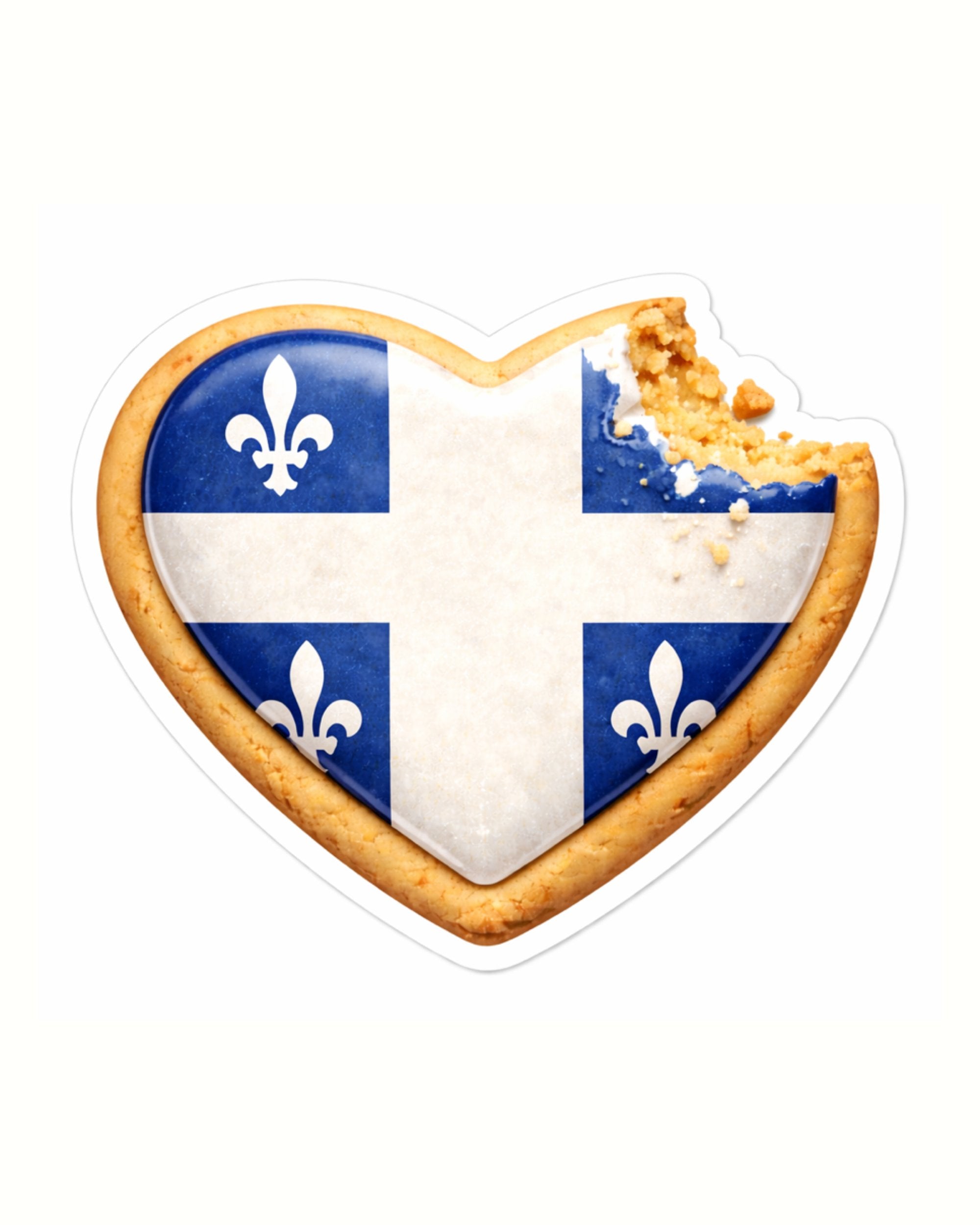 Autocollant LG - ''Biscuit en coeur'' ( drapeau Québec)