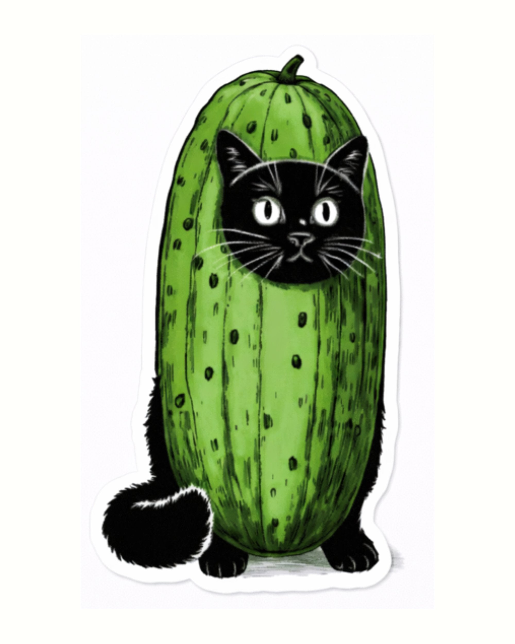 Autocollant LG - ''Chat déguisé en cornichon''