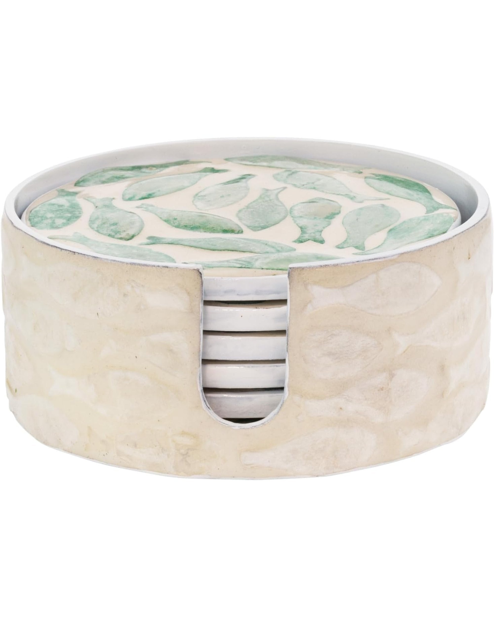 Ensemble de 6 sous-verres poissons argentés en nacre