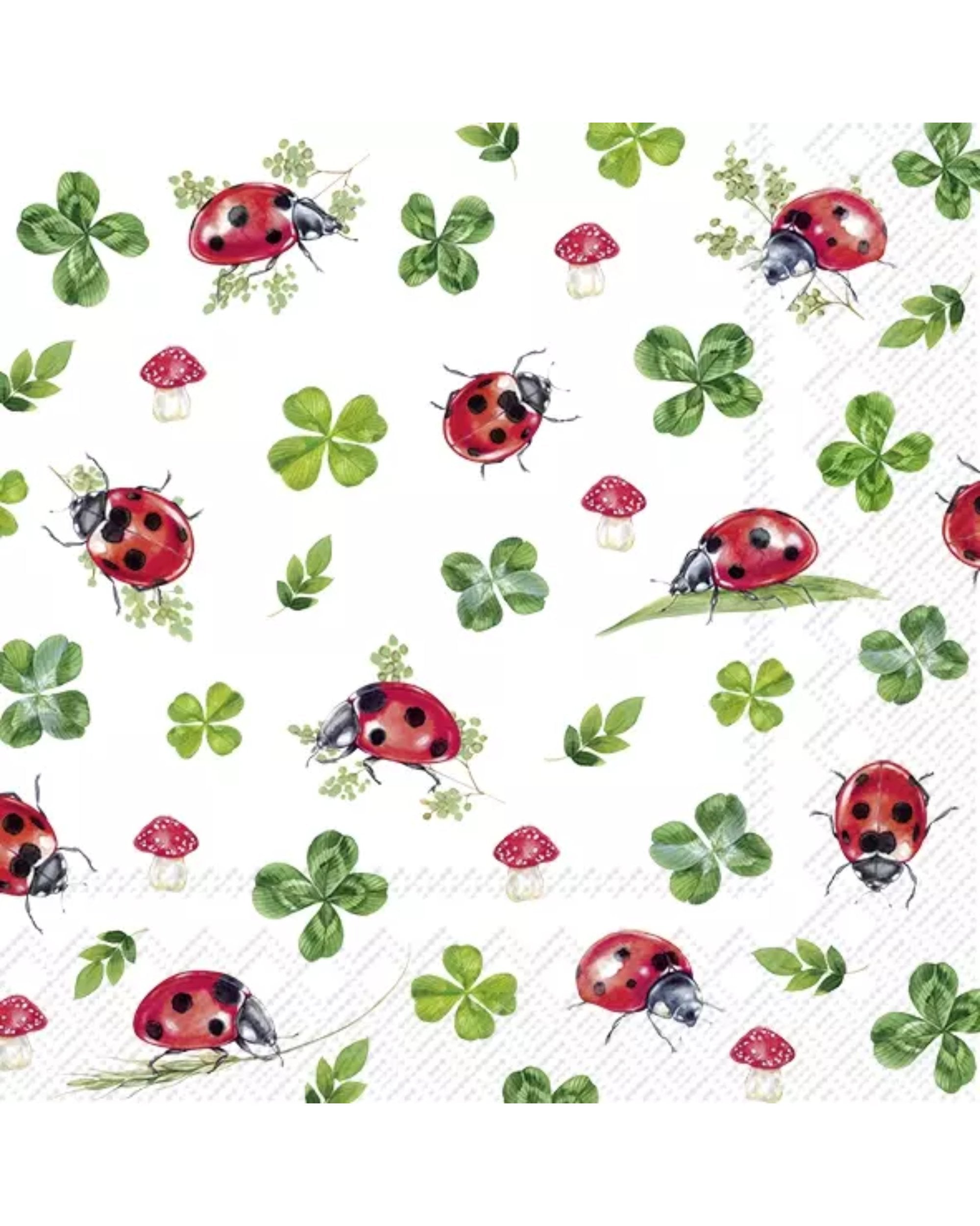 Serviettes en papier 3 plis - 33x33cm - Lucky Ladybugs