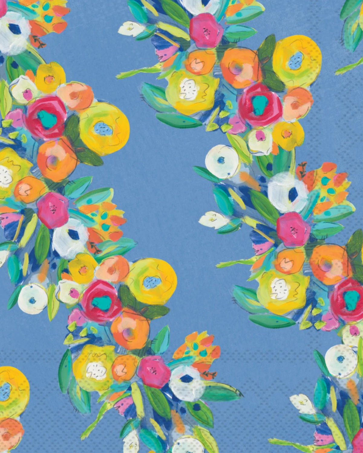 Serviettes de table 3 plis -Cheerful blossoms gardland
