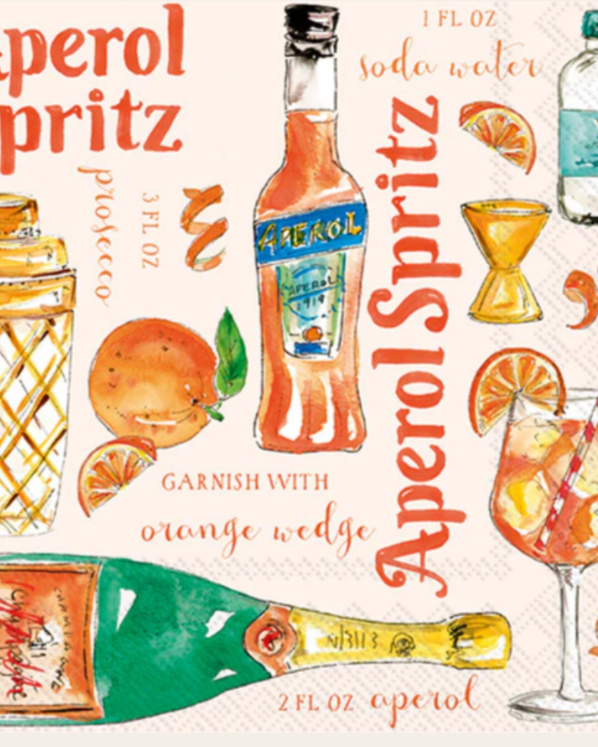 Serviettes de cocktail 3 plis - Aperol Spritz