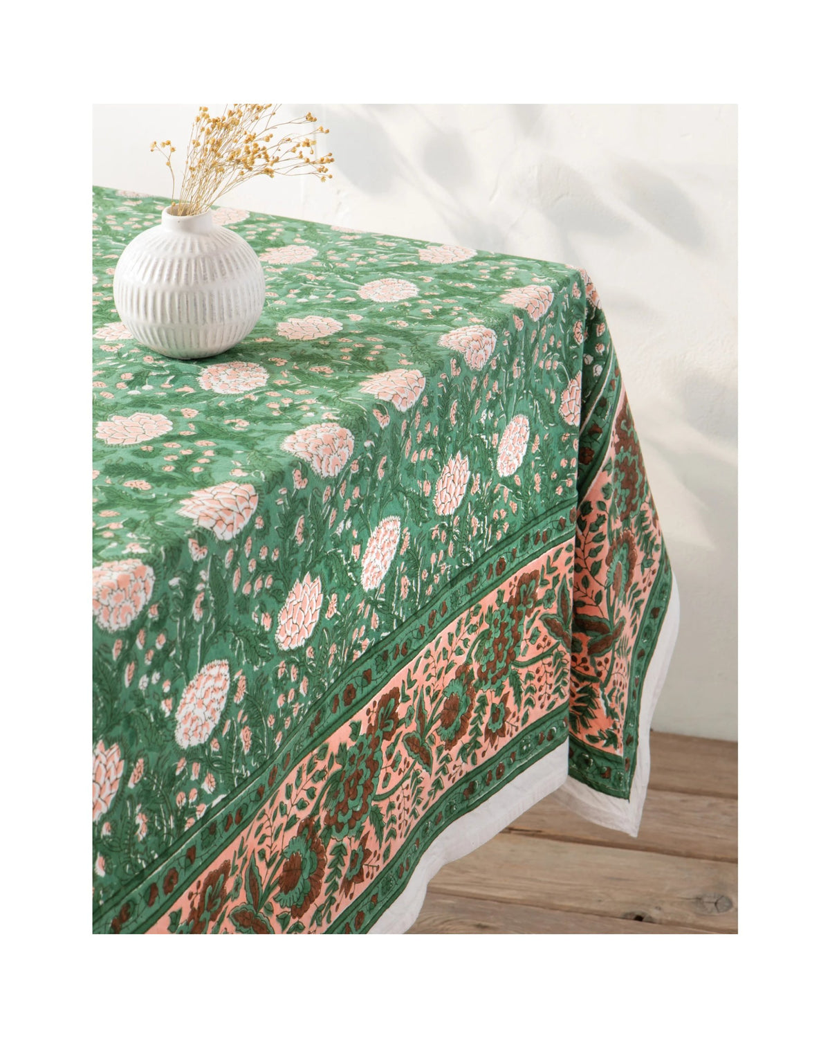 Nappe à motif pivoine imprimée au bloc 60 x 90 pouces