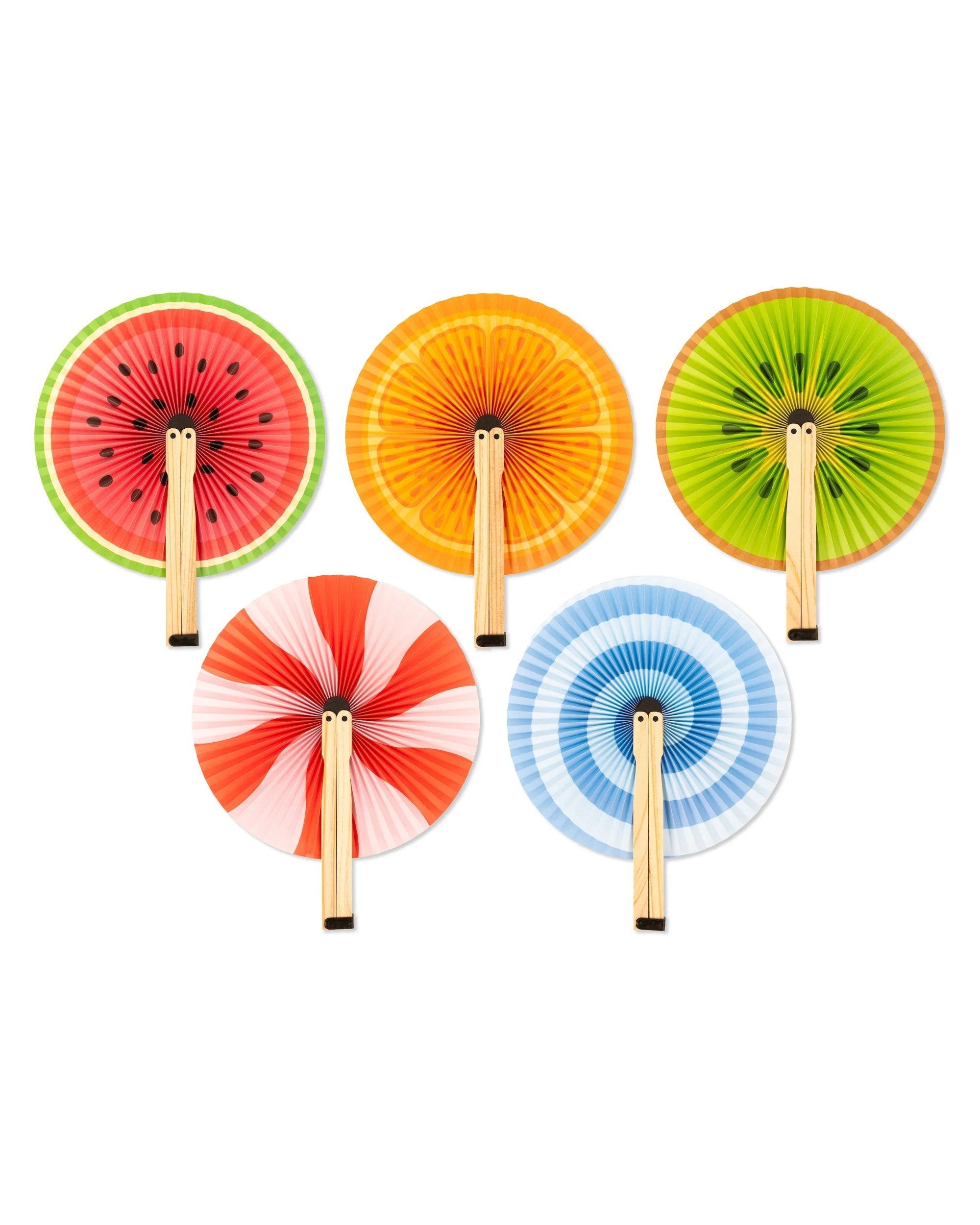 Paper fans - Fruits: melon, kiwi, orange, etc.