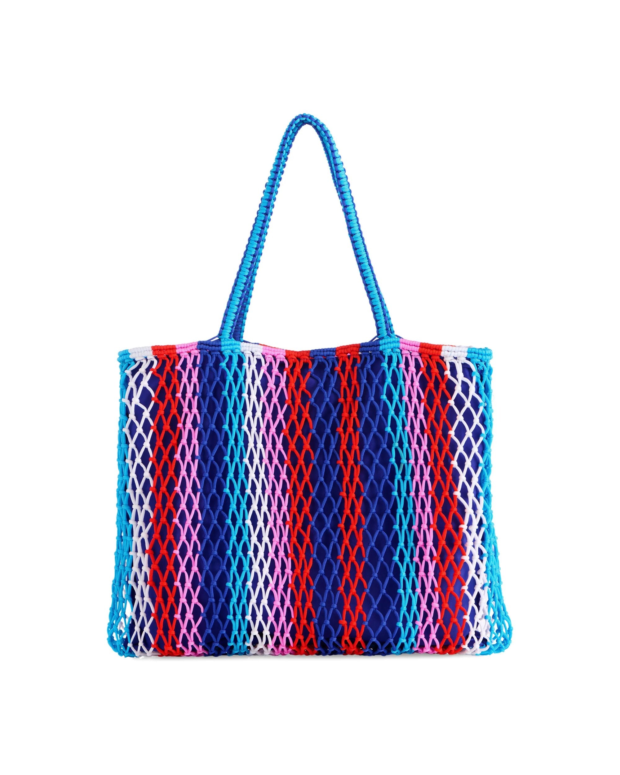 Sac fourre-tout à rayures bleus, rouges et roses