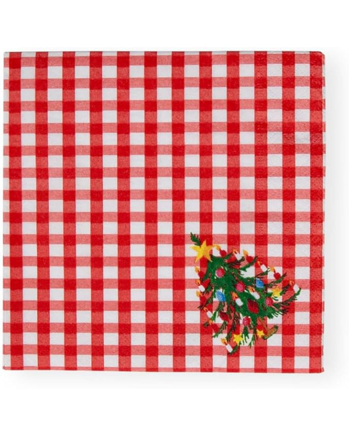 Serviettes à cocktails - Christmas Tree Gingham rouge