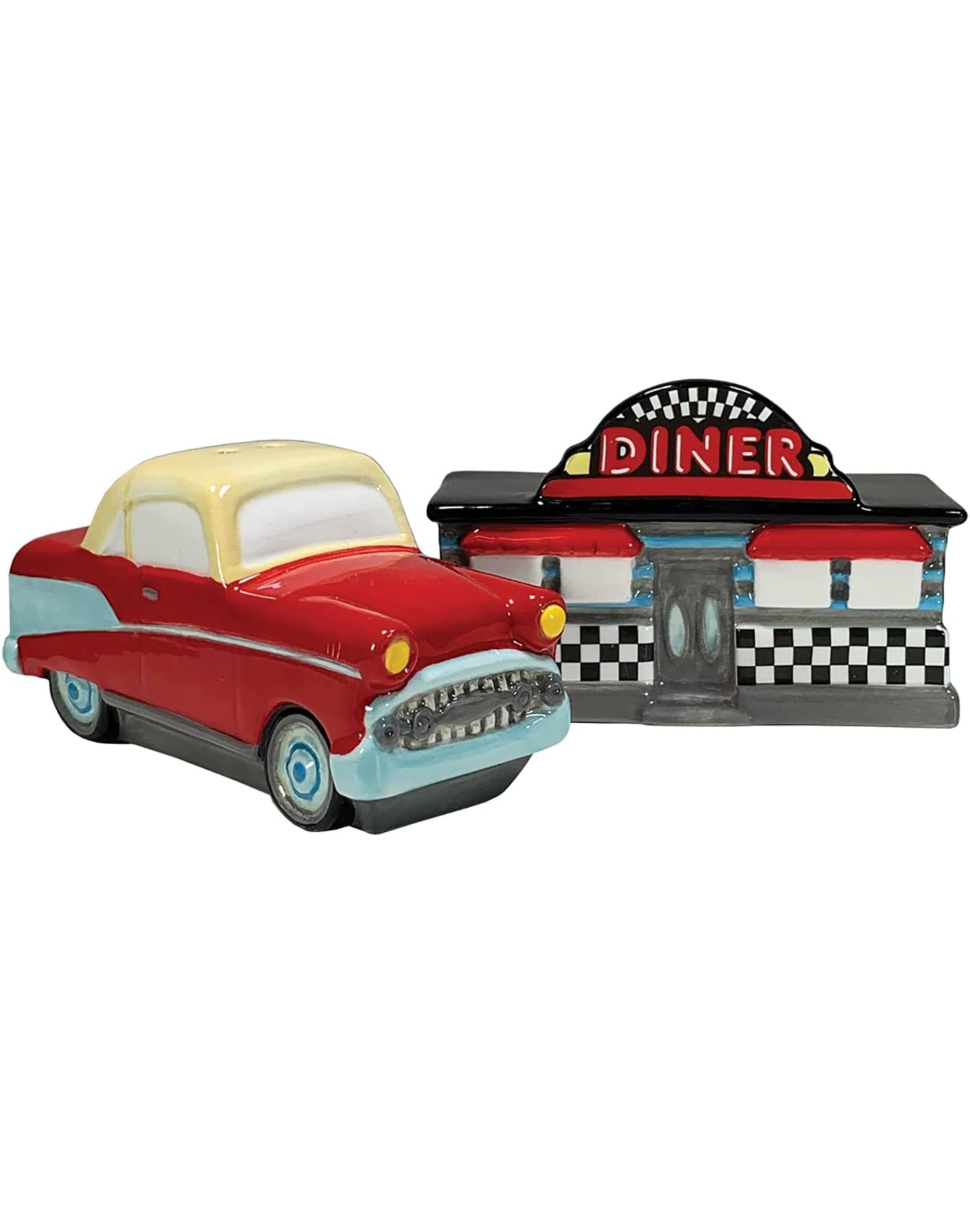 Salière et poivrière - Diner et voiture rouge