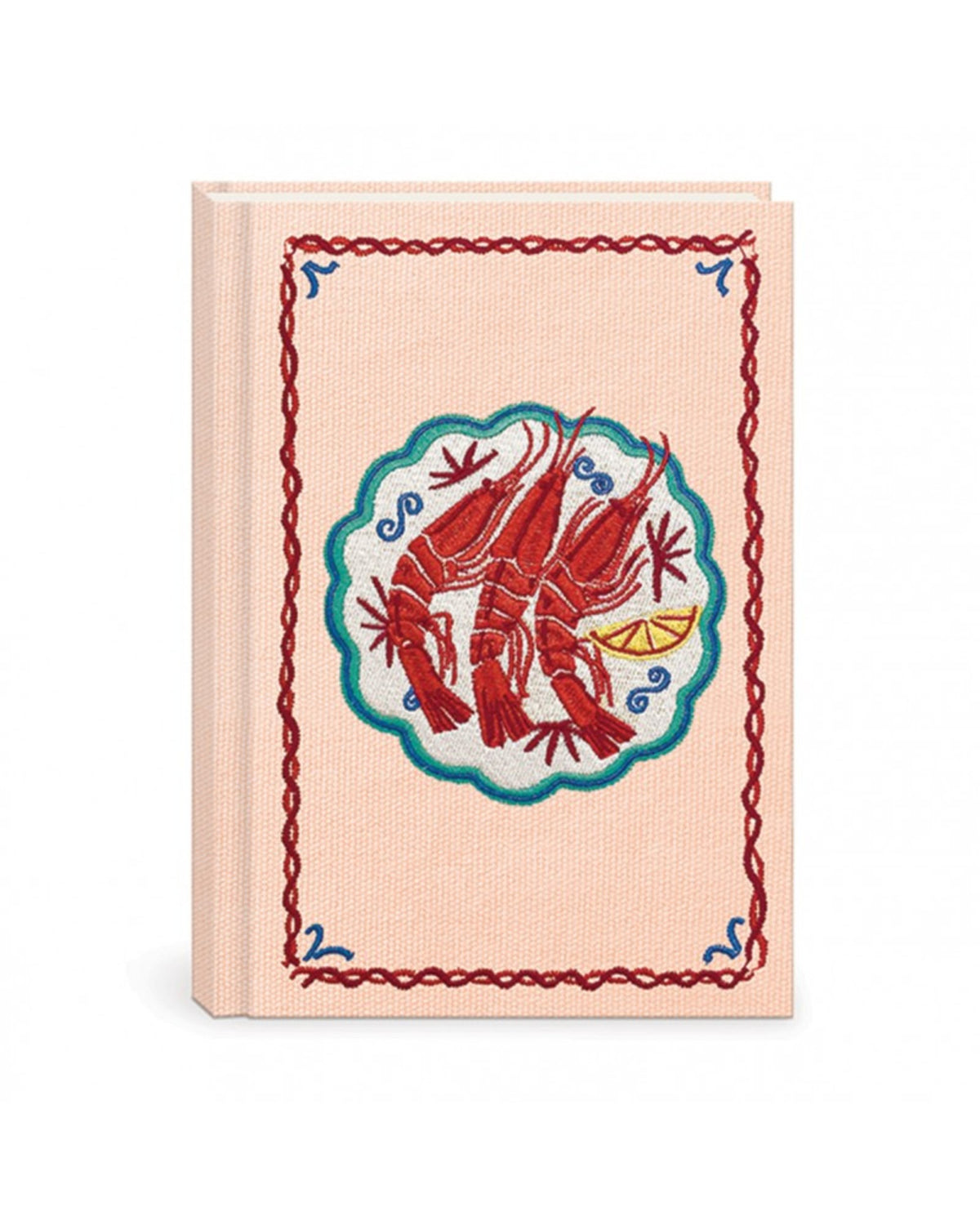 Carnet de notes couverture en tissu & brodée - Mediterranea (Prawns)