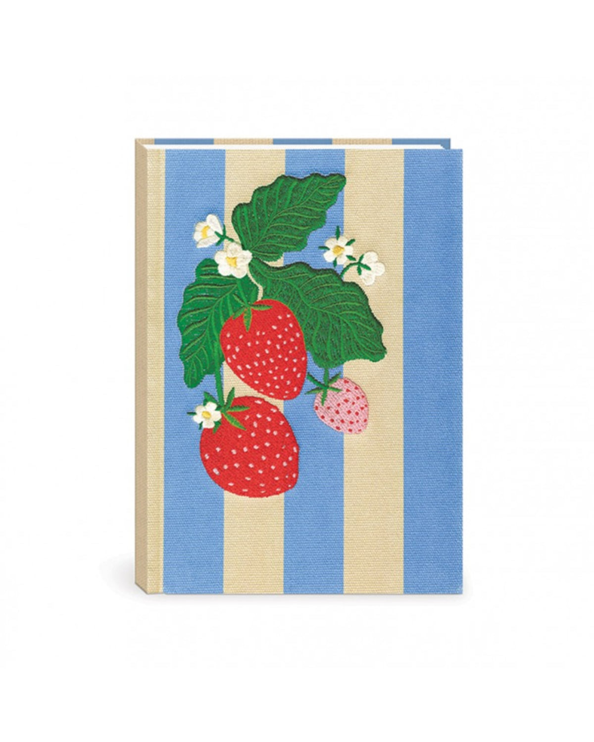 Carnet de notes couverture en tissu & brodée - Fruit & Fleur (Fraises)