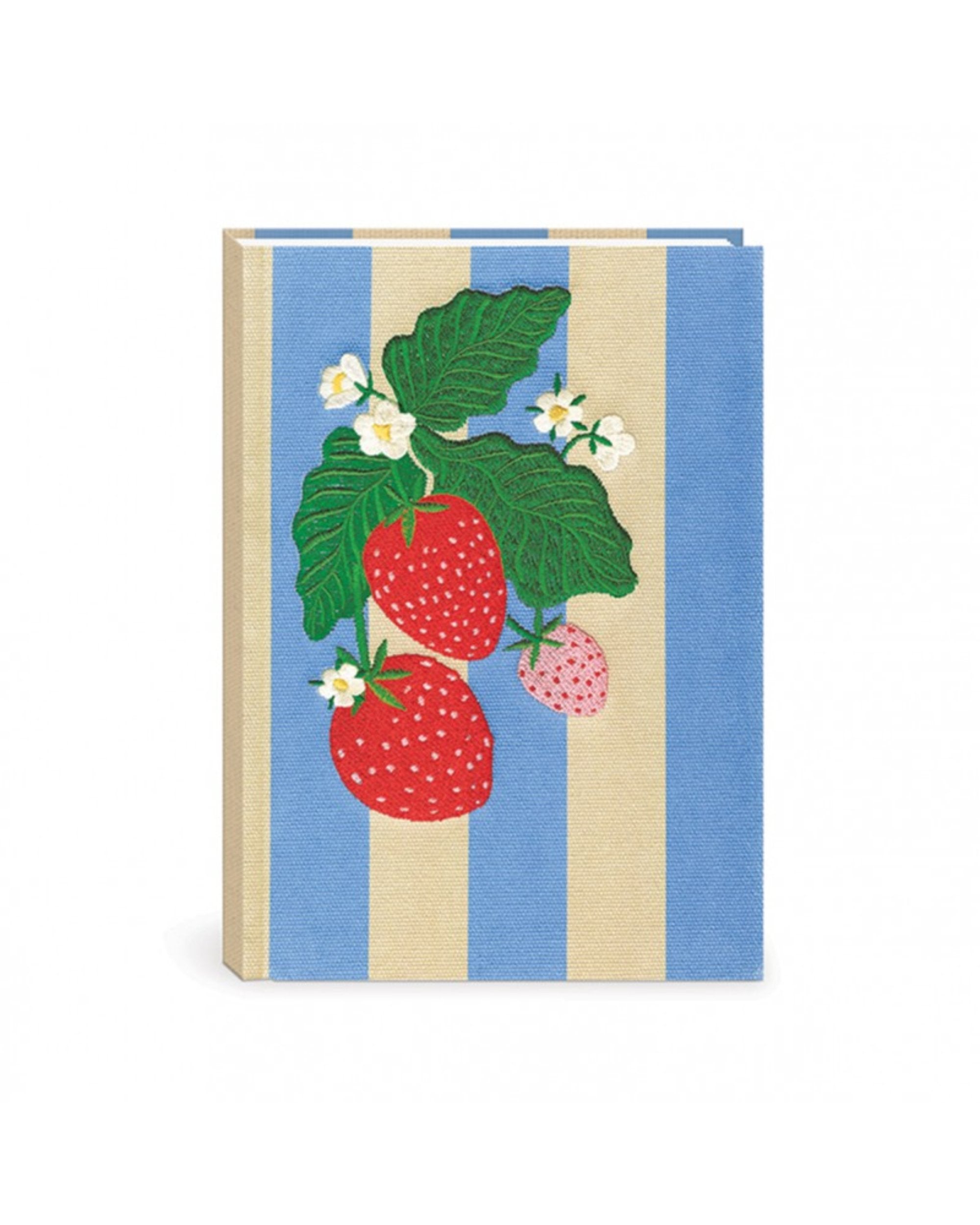Carnet de notes couverture en tissu & brodée - Fruit & Fleur (Fraises)