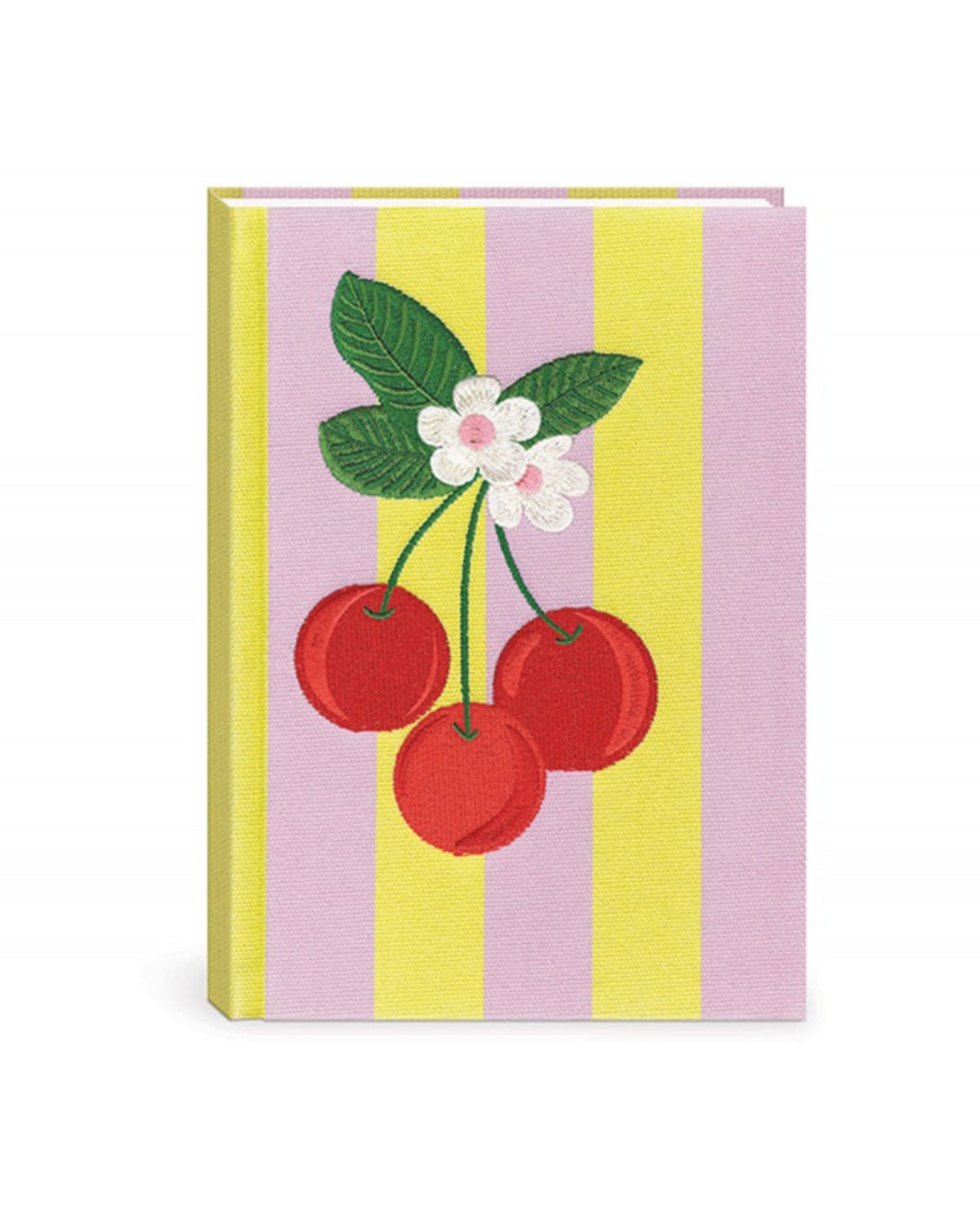 Carnet de notes couverture en tissu & brodée - Fruit & Fleur (Cerises)