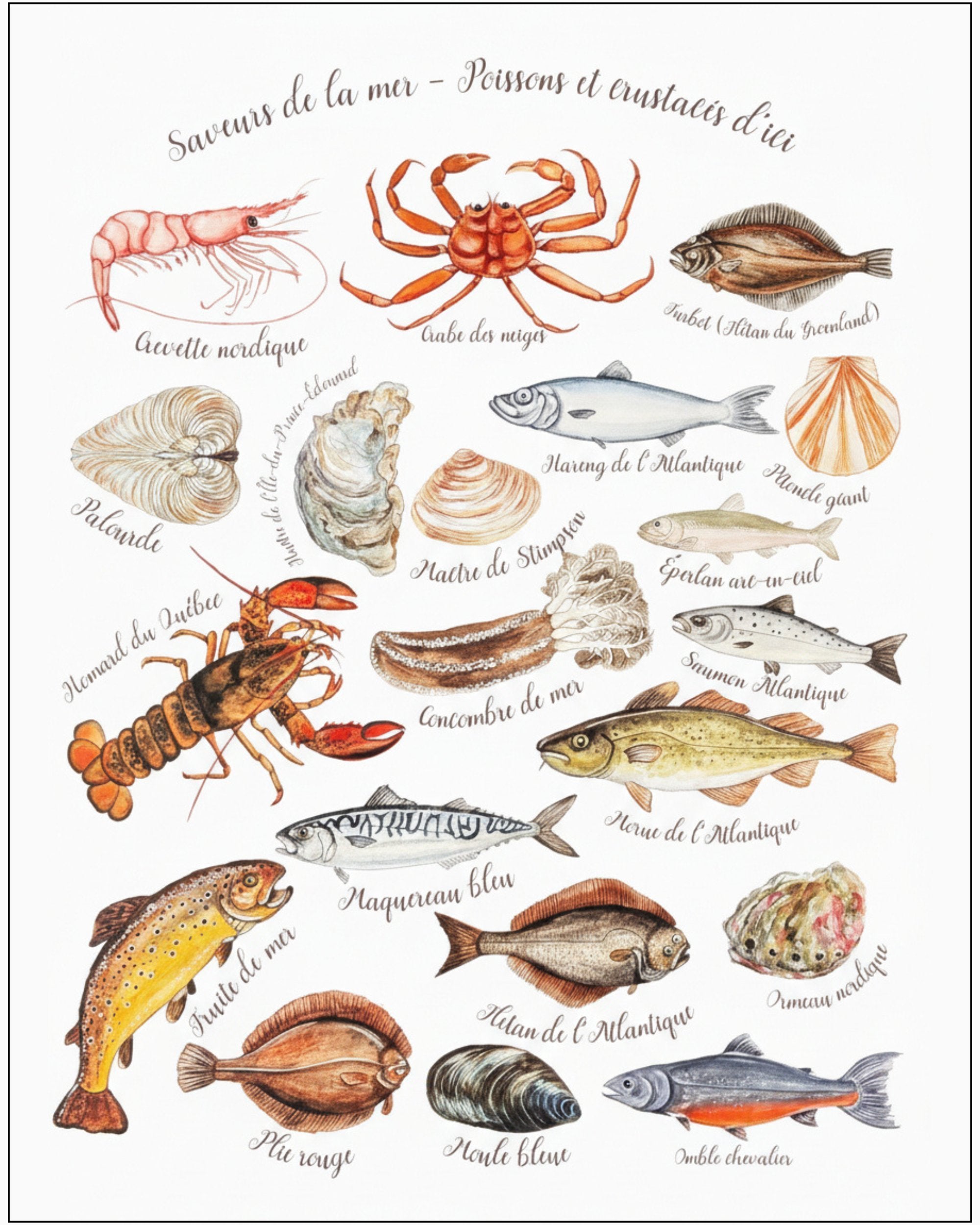 Affiche ''Saveurs de la mer - Poissons et Crustacés d'ici'' LG