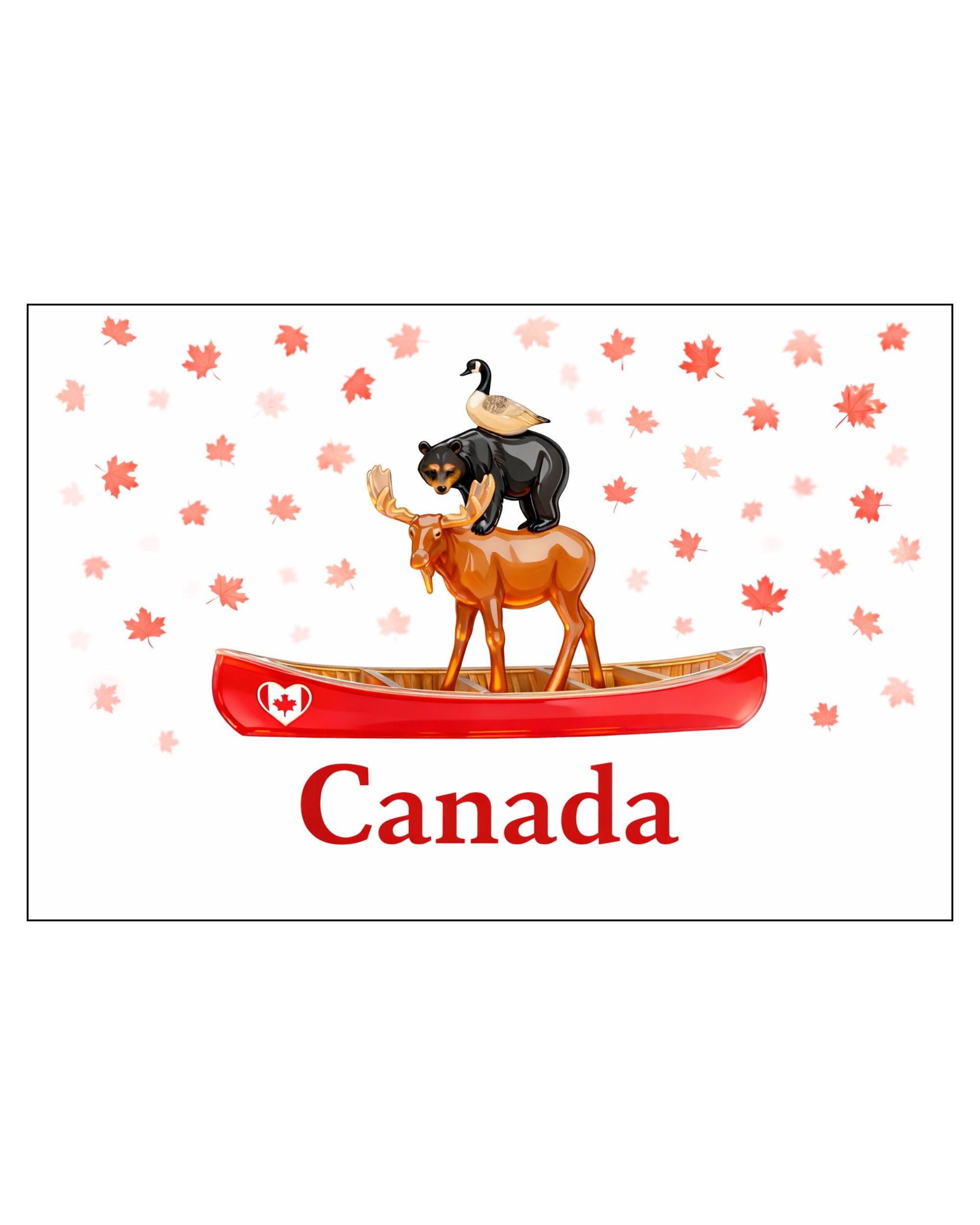Carte postale ''Faune du Canada dans un canot'' LG