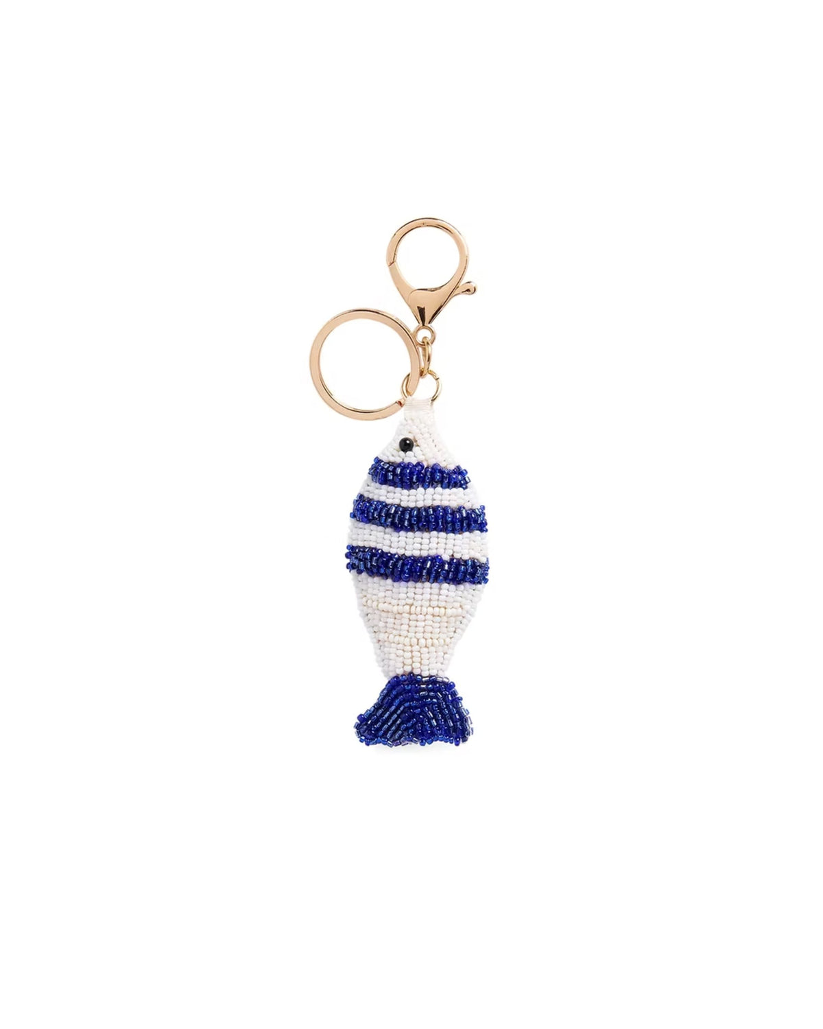 Porte-clés en billes - Poisson bleu et blanc