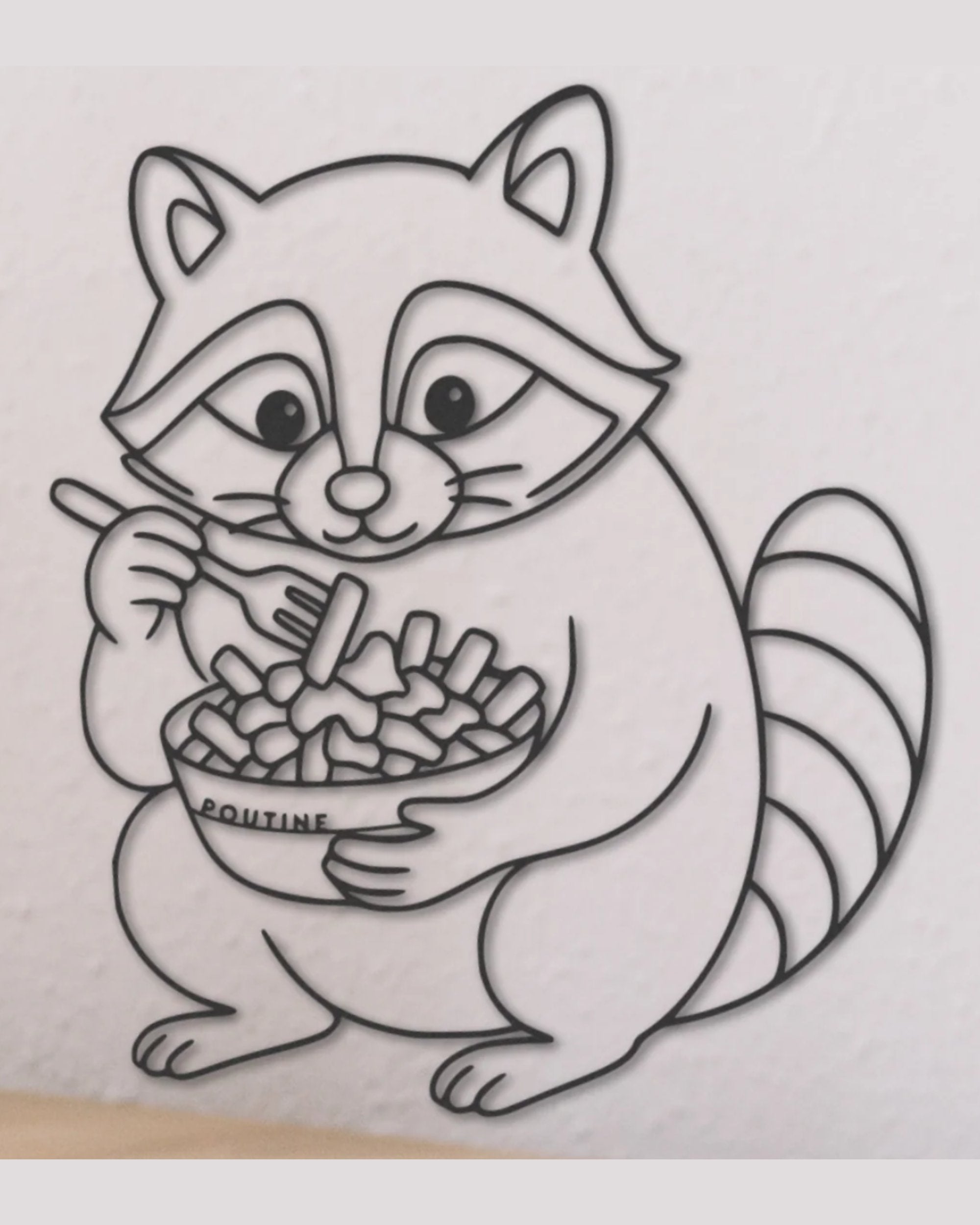 Carte moyenne (16cm) - Le racoon qui mange de la poutine