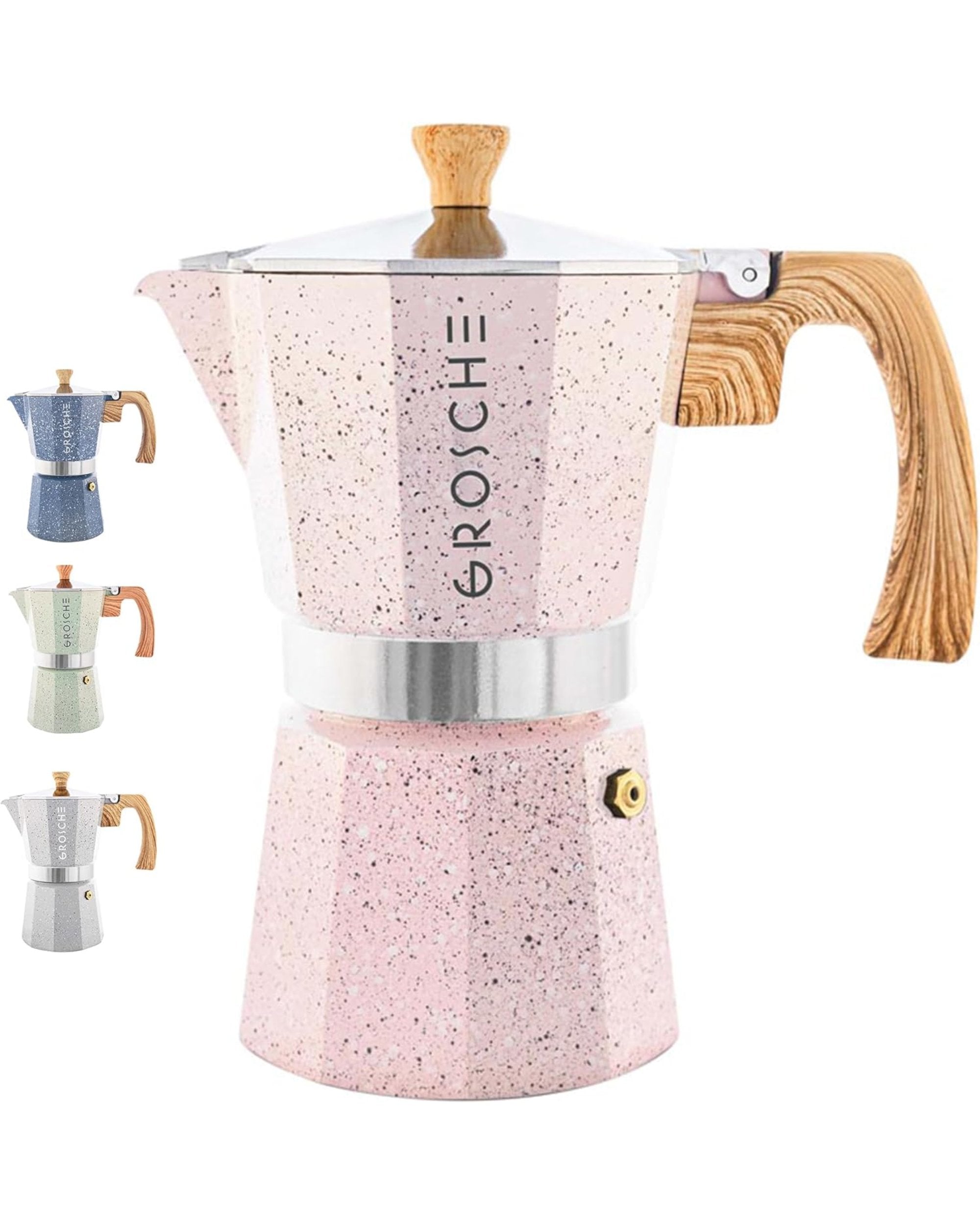 Cafetière italienne marbrée rose  - Modèle Milano (6 tasses)